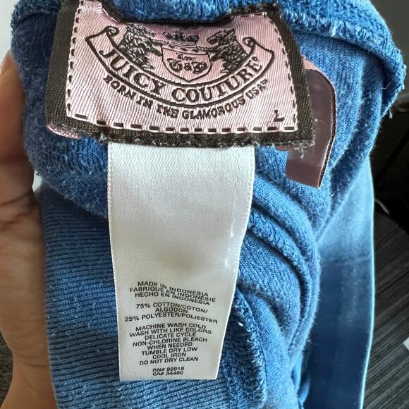 JUICY COUTURE Blue Velour Jogger Flare Pants Track Women Large Y2K 2000s - Picture 3 of 9